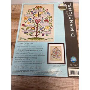 Vintage Family Tree Cross-Stitch Pattern - Dimensions Pattern Only